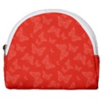 Vermilion Red Butterfly Print Horseshoe Style Canvas Pouch