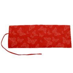 Vermilion Red Butterfly Print Roll Up Canvas Pencil Holder (S) from ArtsNow.com