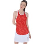 Vermilion Red Butterfly Print Racer Back Mesh Tank Top