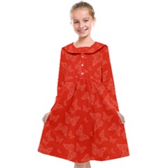 Vermilion Red Butterfly Print Kids  Midi Sailor Dress from ArtsNow.com