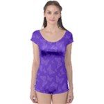 Violet Purple Butterfly Print Boyleg Leotard 