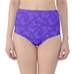 Violet Purple Butterfly Print Classic High-Waist Bikini Bottoms