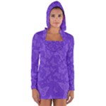 Violet Purple Butterfly Print Long Sleeve Hooded T-shirt