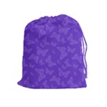 Violet Purple Butterfly Print Drawstring Pouch (XL)