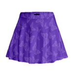 Violet Purple Butterfly Print Mini Flare Skirt