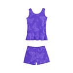 Violet Purple Butterfly Print Kids  Boyleg Swimsuit