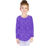 Violet Purple Butterfly Print Kids  Long Sleeve Tee