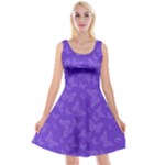 Violet Purple Butterfly Print Reversible Velvet Sleeveless Dress