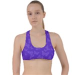 Violet Purple Butterfly Print Criss Cross Racerback Sports Bra