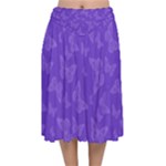 Violet Purple Butterfly Print Velvet Flared Midi Skirt