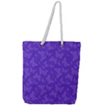 Violet Purple Butterfly Print Full Print Rope Handle Tote (Large)