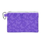 Violet Purple Butterfly Print Canvas Cosmetic Bag (Medium)