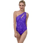 Violet Purple Butterfly Print To One Side Swimsuit