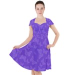 Violet Purple Butterfly Print Cap Sleeve Midi Dress