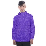 Violet Purple Butterfly Print Men s Front Pocket Pullover Windbreaker