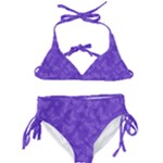 Violet Purple Butterfly Print Kids  Classic Bikini Set