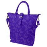 Violet Purple Butterfly Print Buckle Top Tote Bag