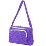 Violet Purple Butterfly Print Front Pocket Crossbody Bag