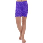 Violet Purple Butterfly Print Kids  Lightweight Velour Capri Yoga Leggings