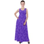 Violet Purple Butterfly Print Empire Waist Velour Maxi Dress