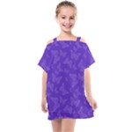 Violet Purple Butterfly Print Kids  One Piece Chiffon Dress