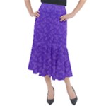 Violet Purple Butterfly Print Midi Mermaid Skirt