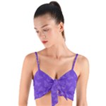 Violet Purple Butterfly Print Woven Tie Front Bralet