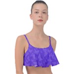 Violet Purple Butterfly Print Frill Bikini Top