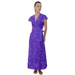 Violet Purple Butterfly Print Flutter Sleeve Maxi Dress