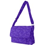 Violet Purple Butterfly Print Full Print Messenger Bag (L)