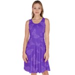 Violet Purple Butterfly Print Knee Length Skater Dress With Pockets