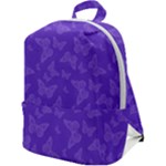 Violet Purple Butterfly Print Zip Up Backpack