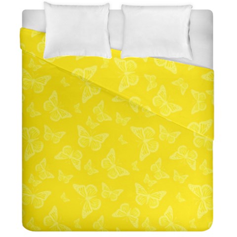 Lemon Yellow Butterfly Print Duvet Cover Double Side (California King Size) from ArtsNow.com