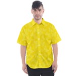 Lemon Yellow Butterfly Print Men s Short Sleeve Shirt