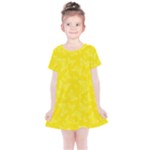 Lemon Yellow Butterfly Print Kids  Simple Cotton Dress