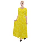 Lemon Yellow Butterfly Print Half Sleeves Maxi Dress