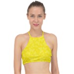 Lemon Yellow Butterfly Print Racer Front Bikini Top