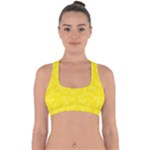 Lemon Yellow Butterfly Print Cross Back Hipster Bikini Top 