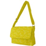 Lemon Yellow Butterfly Print Full Print Messenger Bag (L)