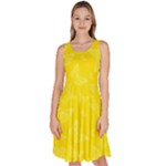 Lemon Yellow Butterfly Print Knee Length Skater Dress With Pockets