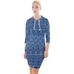 Boho Denim Blue Quarter Sleeve Hood Bodycon Dress