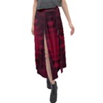 Black Red Tie Dye Pattern Velour Split Maxi Skirt