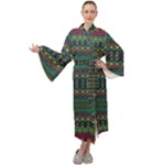 Boho Summer Green Maxi Velour Kimono