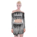 Abstract Black Grey Off Shoulder Top with Mini Skirt Set