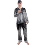Abstract Black Grey Men s Long Sleeve Satin Pyjamas Set