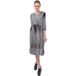 Abstract Black Grey Ruffle End Midi Chiffon Dress