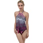 Black Pink Spirals and Swirls Go with the Flow One Piece Swimsuit