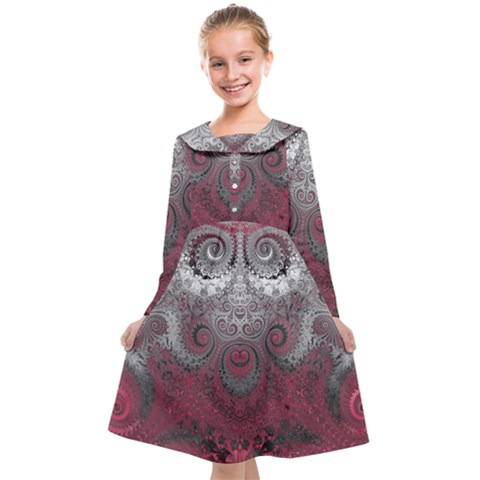 Black Pink Spirals and Swirls Kids  Midi Sailor Dress from ArtsNow.com