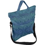 Teal Spirals and Swirls Fold Over Handle Tote Bag