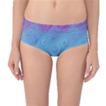 Purple Blue Swirls and Spirals Mid-Waist Bikini Bottoms